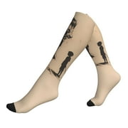 CSSWAL Compression Socks for Women Men 15-20 mmHg Support for Nurses Travel Running Athletic, Child And Lion Sketch Compression Stockings Support Socks