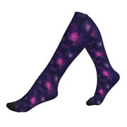 CSSWAL Compression Socks for Women Men 15-20 mmHg Support for Nurses Travel Running Athletic, starry sky purple darkblue Compression Stockings Support Socks