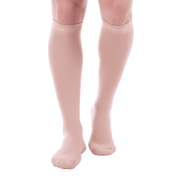 Compression Socks for Women & Men, 20-30 mmHg Knee High Closed Socks, Sport, Nurse, Pregnancy, Beige, Medium Size, 1 Pair