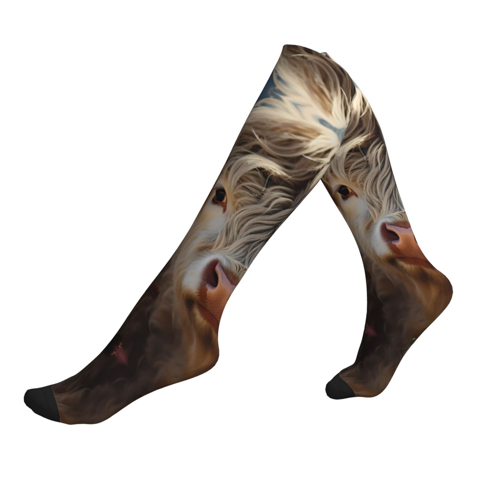 Compression Socks for Women ＆ Men, Adorable Flower Field Cow 15-20mmHg ...