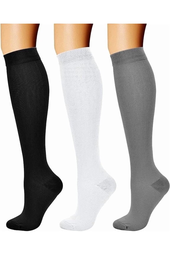 Compression Socks for Women & Men Knee High (3 Pairs) 15-20 mmHg is Best Support for Athletic Running Cycling