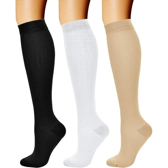 Compression Socks for Women & Men Circulation (3 Pairs) 15-20 mmHg is Best Support for Athletic Running Cycling