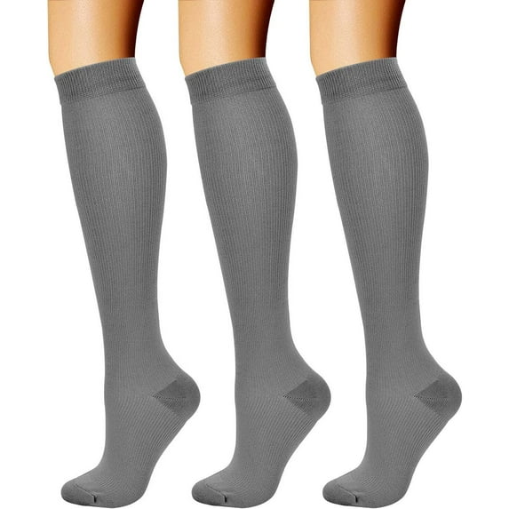 Compression Socks for Women & Men Knee High (3 Pairs) 15-20 mmHg is Best Support for Athletic Running Cycling