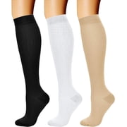 Compression Socks for Women & Men Knee High 3 Pairs 15-20 mmHg is Best Support for Athletic Running Cycling