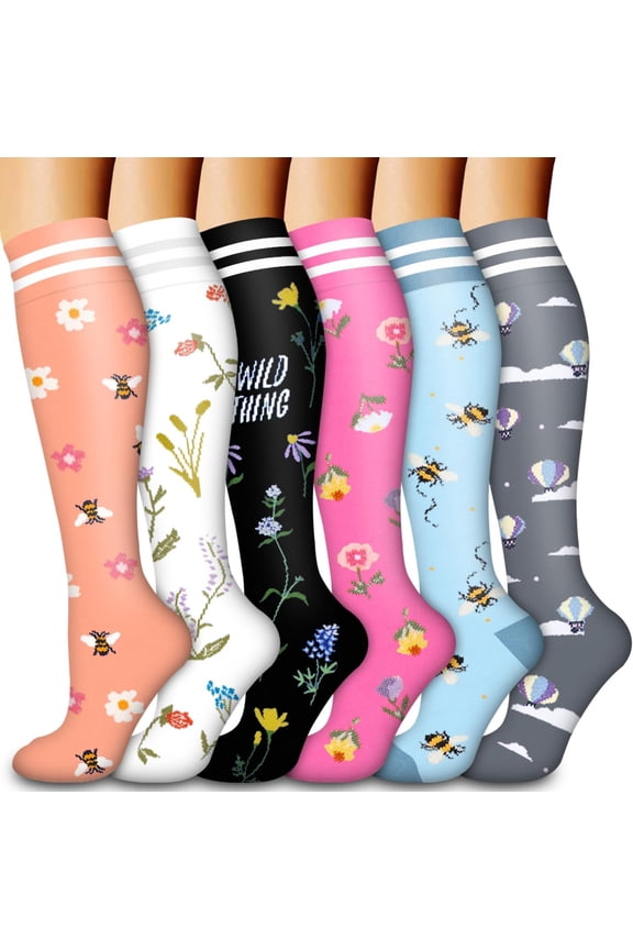 Compression Socks for Women & Men Circulation(6 pairs)-Graduated Supports Socks for Running, Athletic Sports 1-new-Large-X-Large