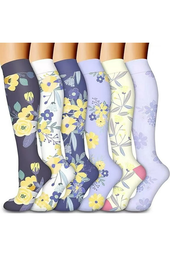 Compression Socks for Women & Men Circulation-Support Knee High Socks Yoga Leg Socks Running Sports Protective Muscle Socks Fitness Exercise