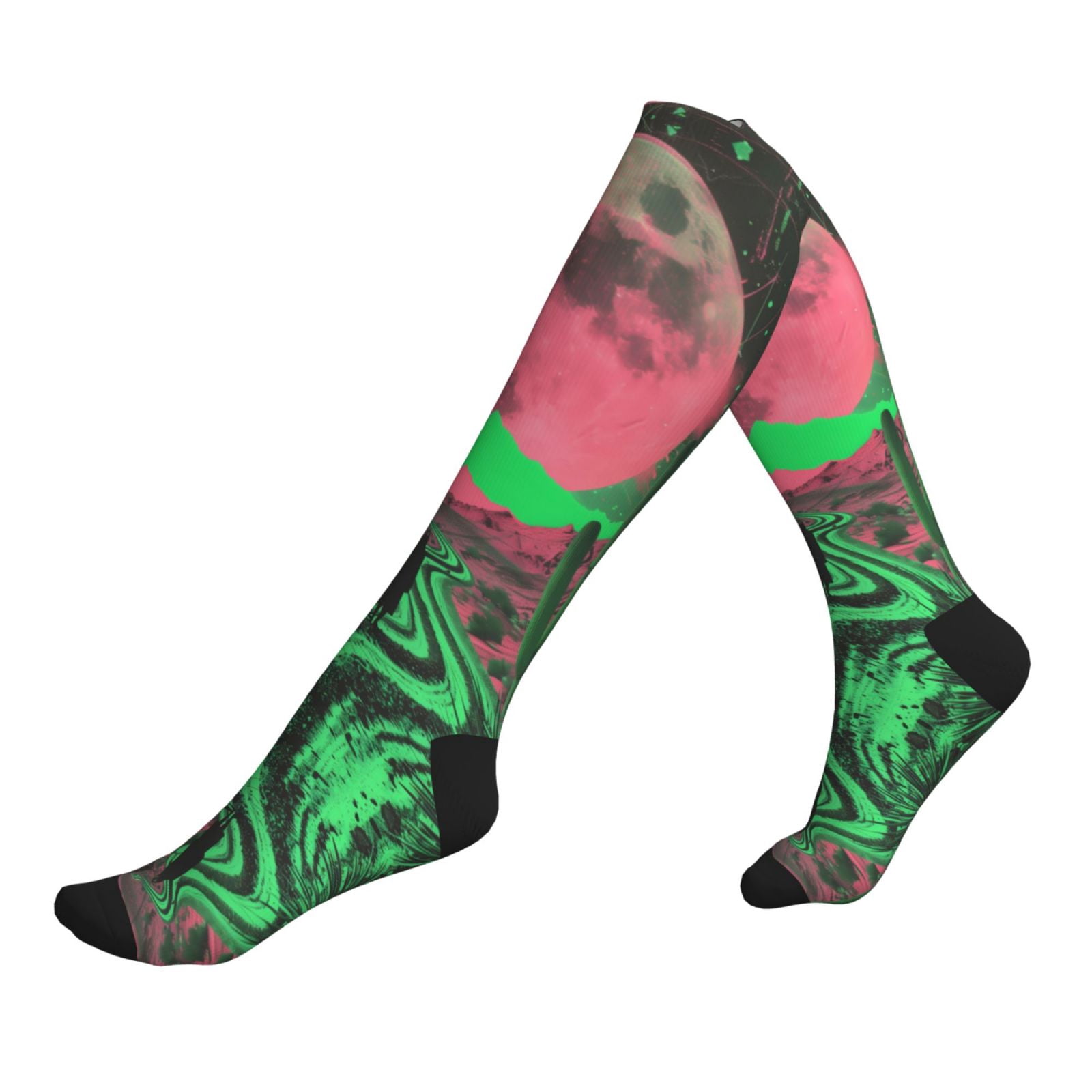 Compression Socks for Women ＆ Men, Neon Desert Moon 15-20mmHg High ...