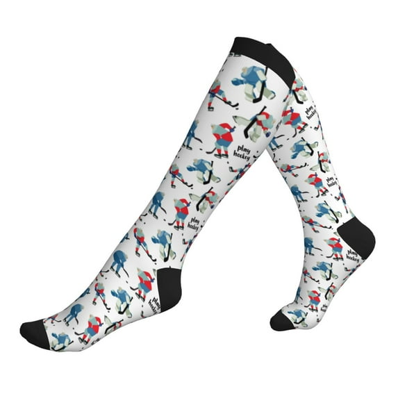 Compression Socks for Women Men - ice hockey cool player print Knee High Compression Stockings for Women Men