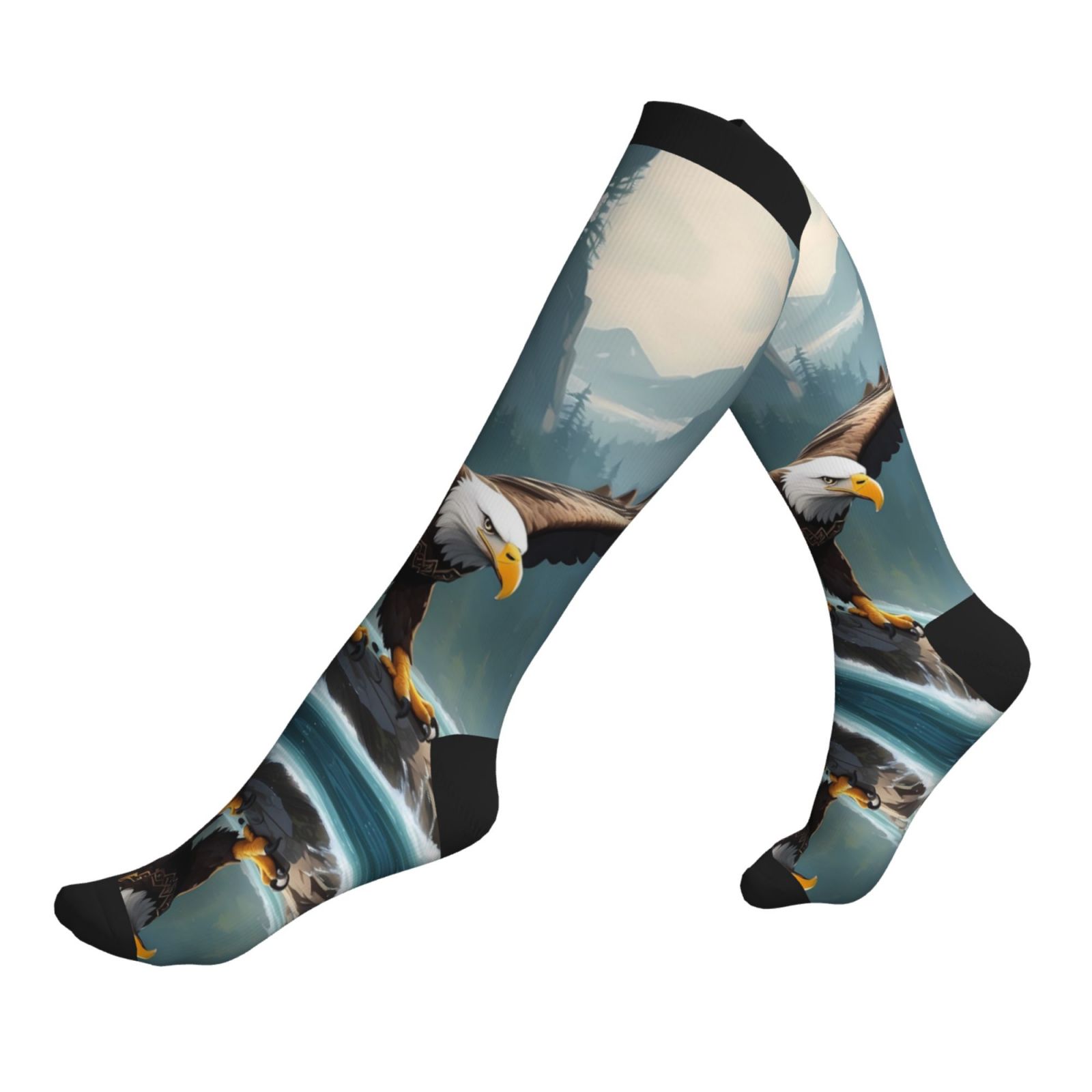 Compression Socks for Women MenForest River Bald Eagle Soft Wide Calf