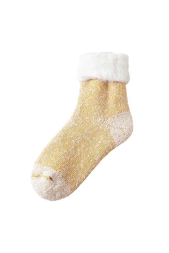 Compression Socks for Women Winter Wool Thickened Stockings Warm Ski Yarn Snow Socks for Cold Weather Thigh High Stockings Yellow A