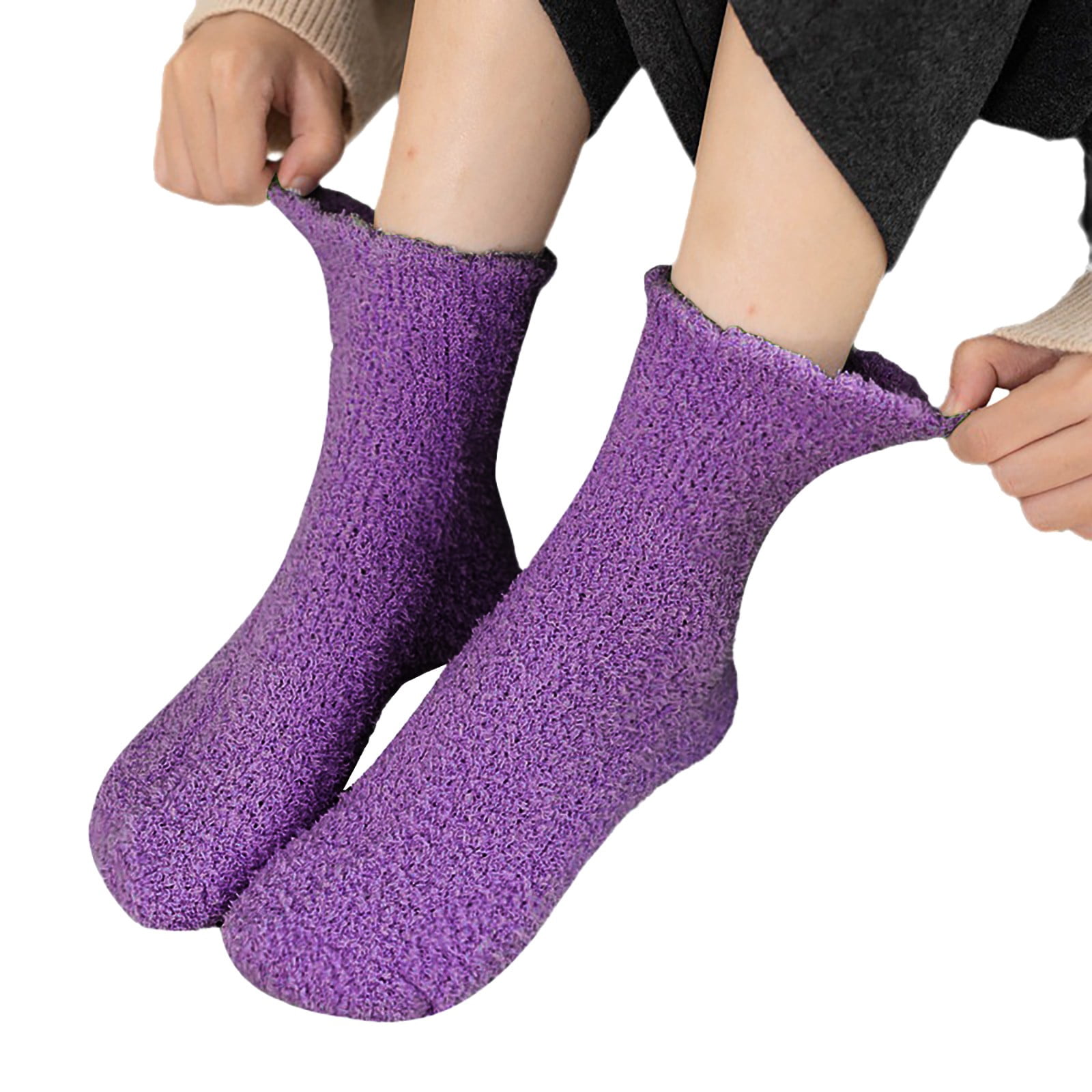 Fall Fuzzy Socks Compression Socks for Women Fuzzy Fluffy Cozy Slipper Warm Soft Winter ...