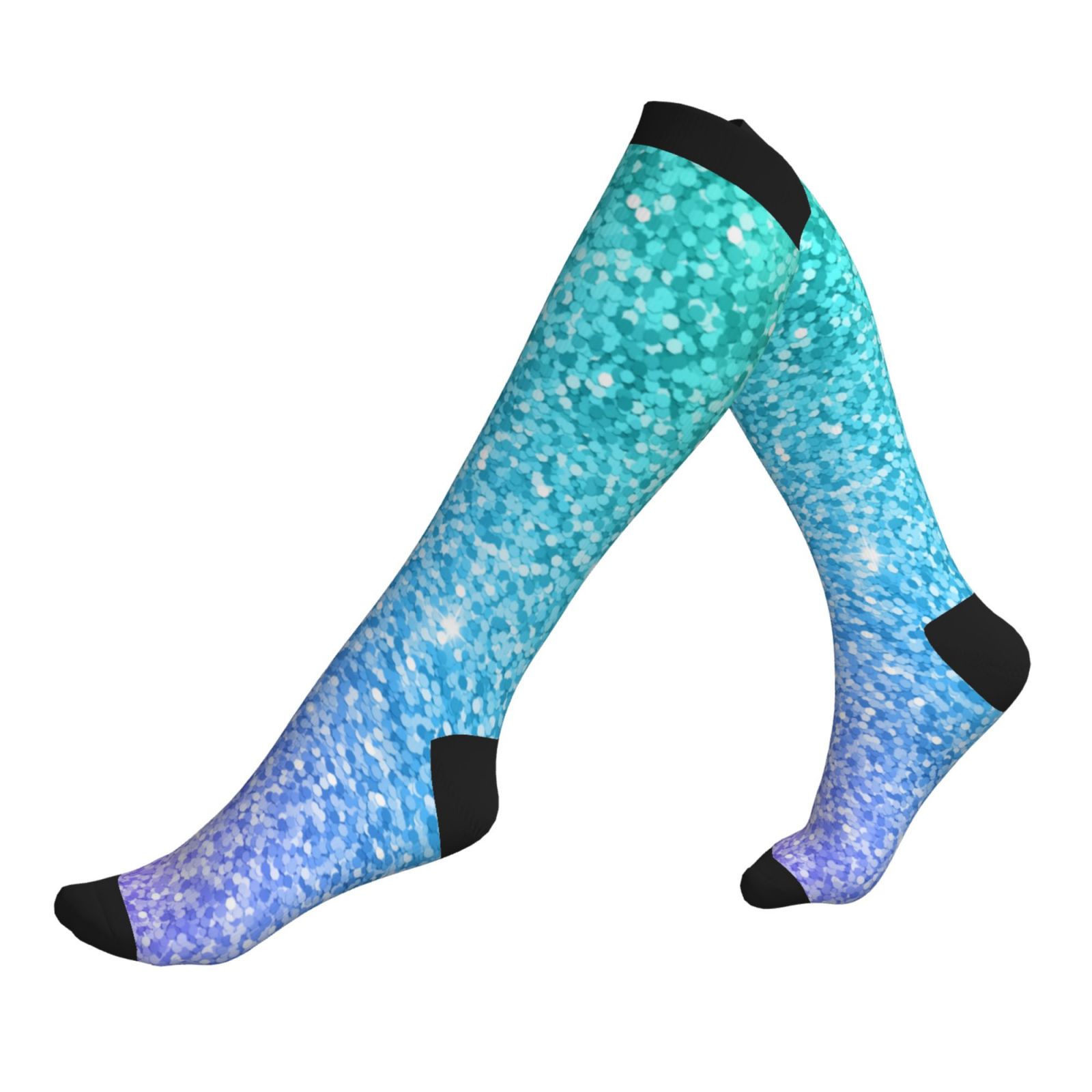 Sock Compression Texture Compression Socks for Women and Men - Blue Green Glitter Texture ...