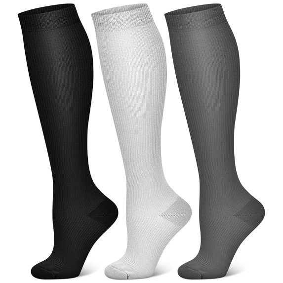 Compression Socks for Women and Men Circulation (3 Pairs) - Best for Nursing,Running,Travel Knee High Socks