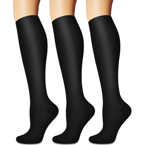 Compression Socks for Women and Men Circulation (3 Pairs) - Best for Nursing,Running,Travel Knee High Socks