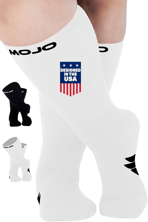 Compression Socks for Women and Men Circulation, Edema 15-20mmHg - White, Small