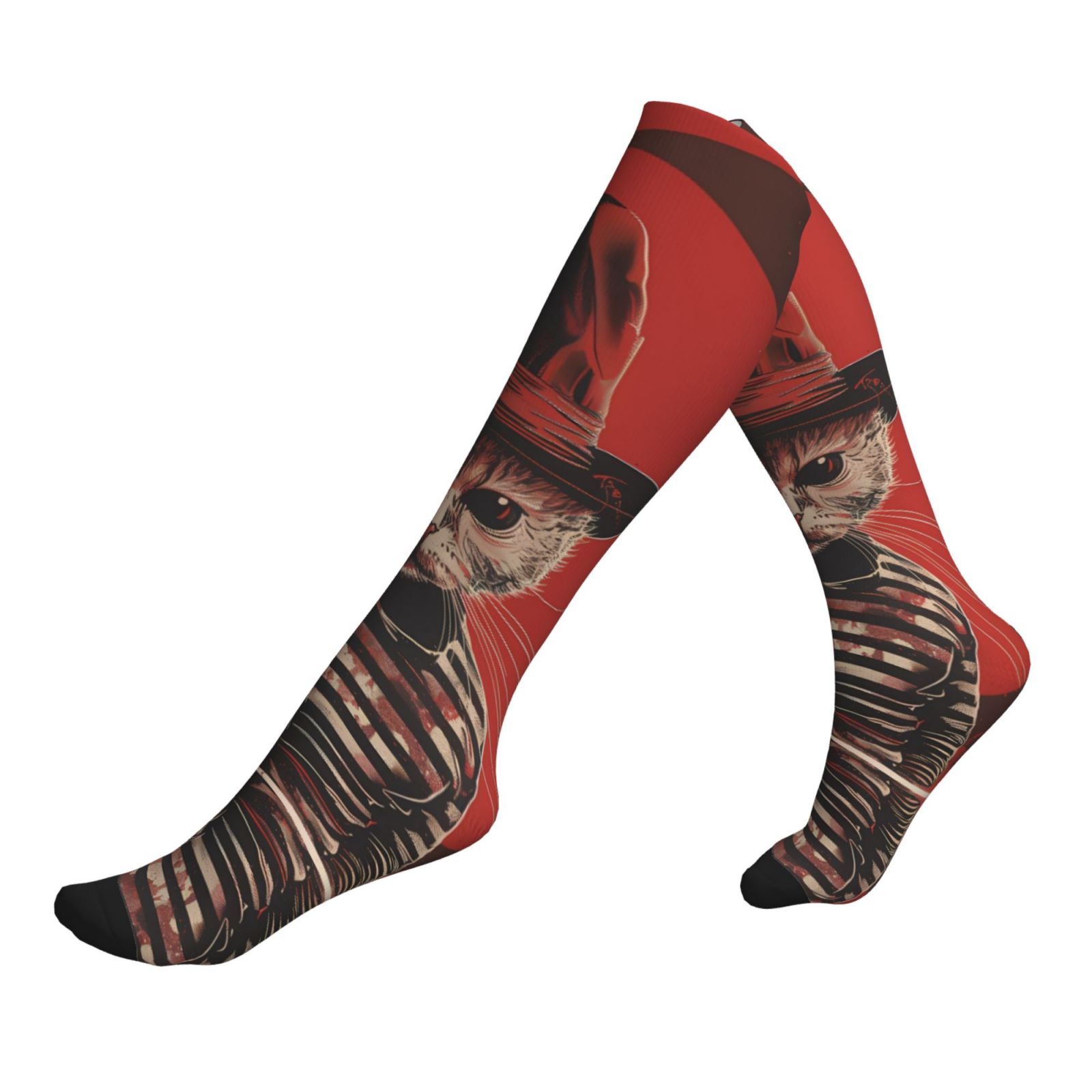 compression-socks-for-women-and-men-circulation-retro-horror-cat