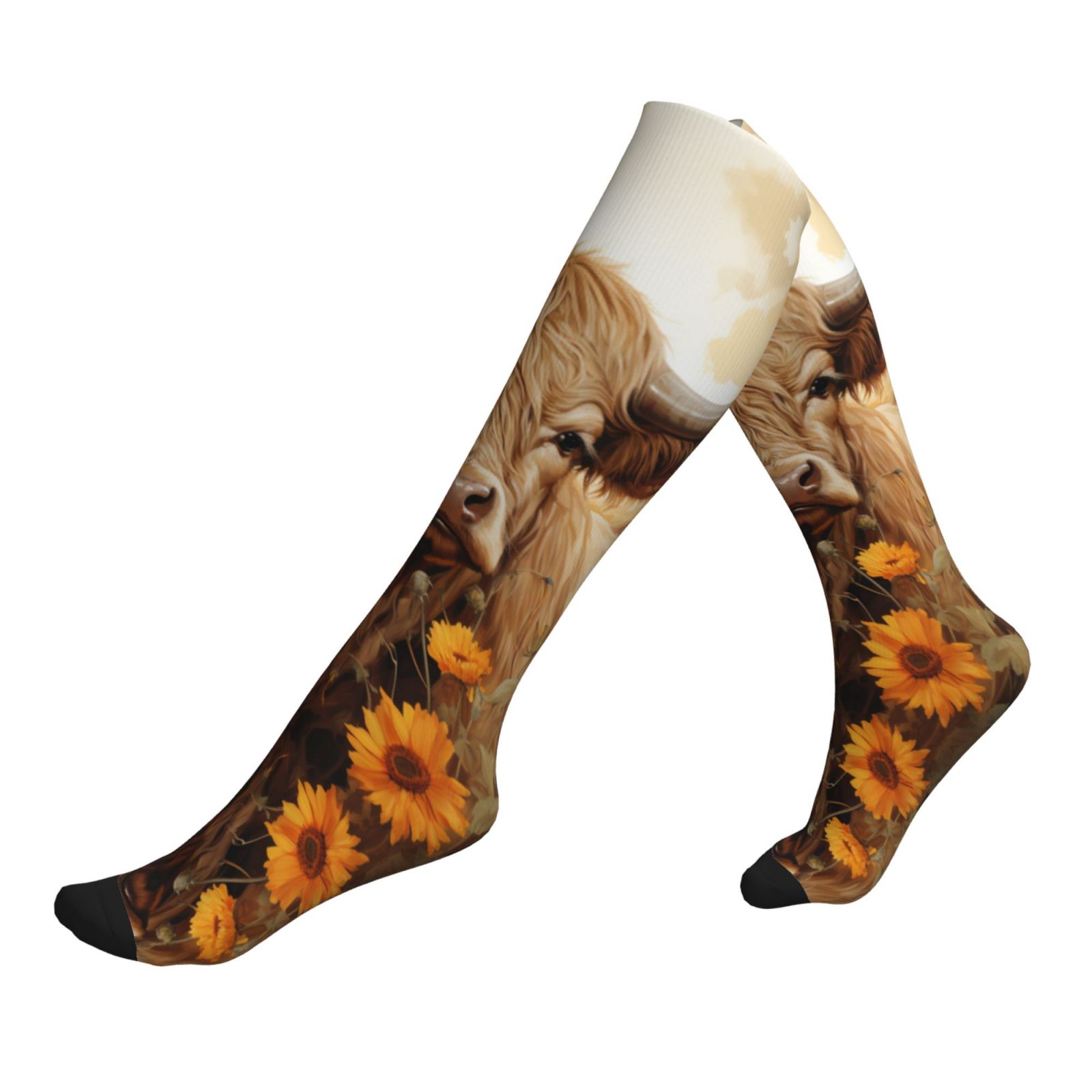 Compression Socks for Women and Men Circulation - Vintage Sunflower Cow ...