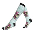 thumbnail image 1 of Compression Socks for Women and Men - Flowers And Turquoise Wooden Compression Socks Circulation for Workout, 1 of 8