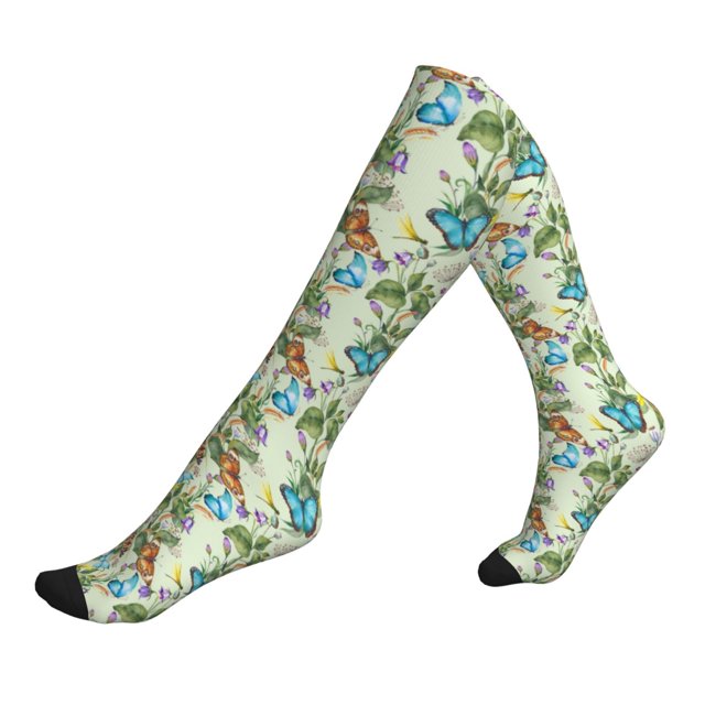Compression Socks for Women and Men Meadow Plants And Butterflies
