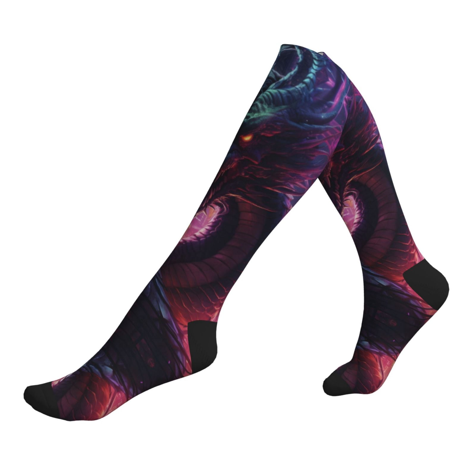 Compression Socks for Women and Men - Neon Futuristic Dragon ...