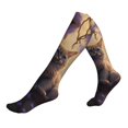 thumbnail image 1 of Compression Socks for Women and Men - Purple Flower Lazy Cat Compression Socks Circulation for Workout, 1 of 8