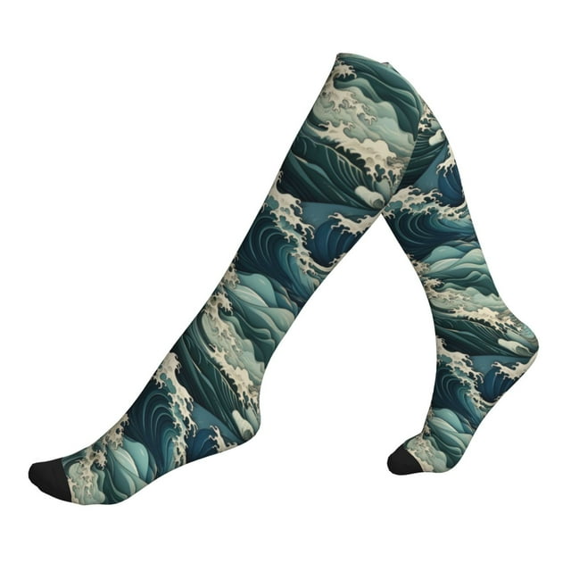 Compression Socks for Women and Men Sea Waves Art Compression Socks