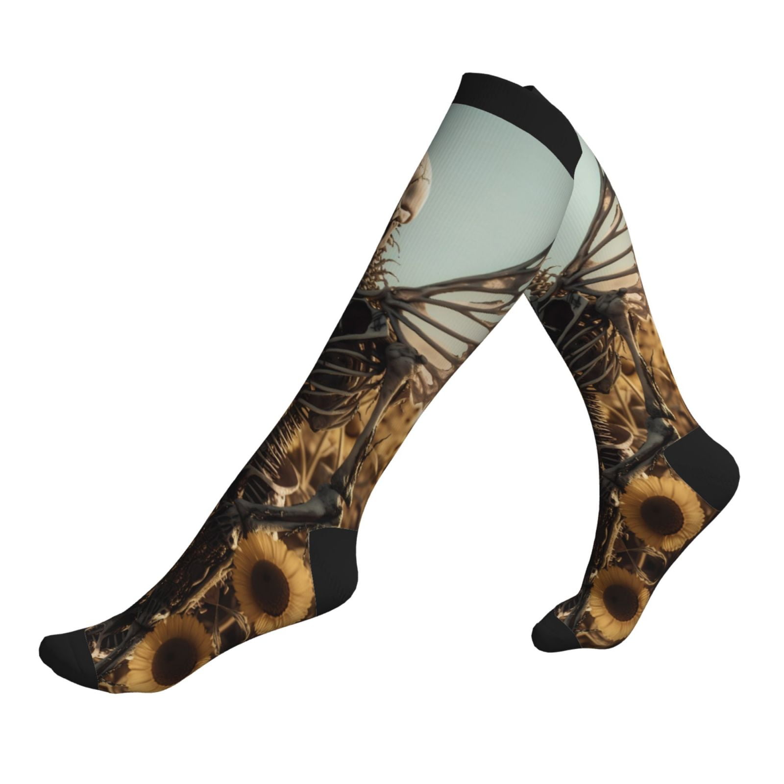 Compression Socks for Women and Men, Skull Butterfly Sunflower Wicking
