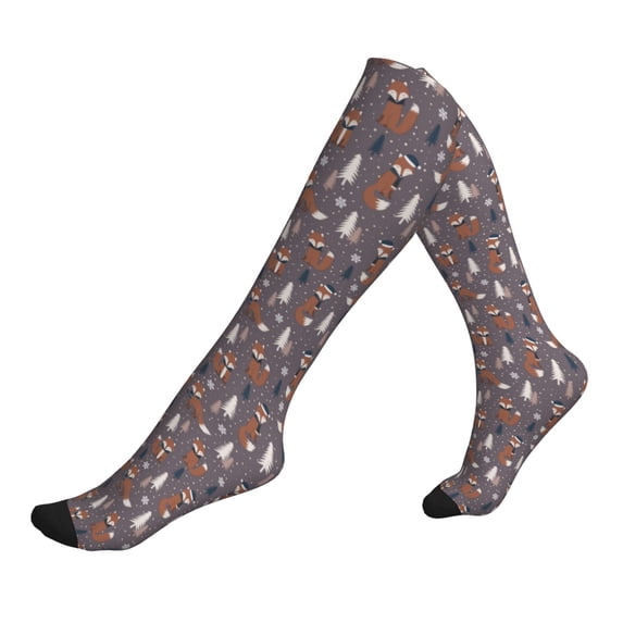 Compression Socks for Women and Men - Snowflake Fox Compression Socks Circulation for Workout