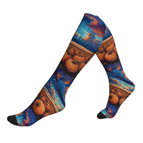 Compression Socks for Women and Men - Vibrant Skies Pumpkin Harvest Compression Socks Circulation for Workout