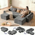 thumbnail image 1 of Easoger 86.6" Compressed Sofa, Modular Sofa Three-Seater, Velvet Covered, Fully Foam-Filled, Comfortable and Soft, Freely Combine and Match, Suitable for Living Room - (Gray), 1 of 6