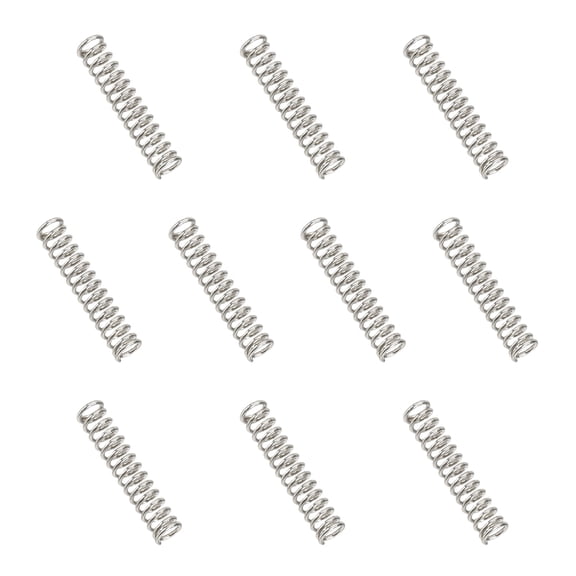Compression Spring 2 mm OD 0.3 mm Wire 10 mm Free Length Extension Spring for DIY Projects (Silver Tone, Pack of 10)