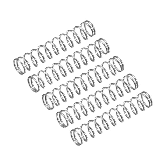 Compression Spring, 5 Pack 304 Stainless Steel, 5mm OD, 0.5mm Wire, 25mm Length