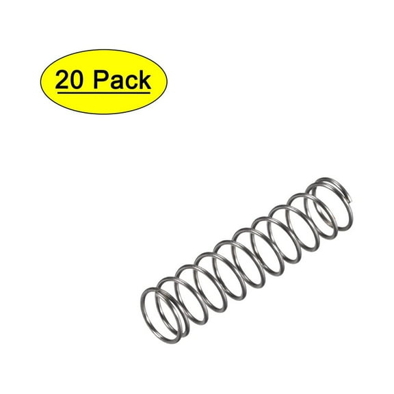 Compression Spring,6mm OD,0.5mm Wire Size,13.75mm Compressed Length,25mm Free Length,8N Load Capacity,20pcs