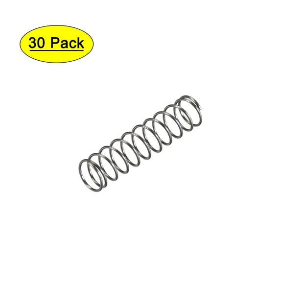 Compression Spring,6mm OD,0.5mm Wire Size,13.75mm Compressed Length,25mm Free Length,8N Load Capacity,30pcs