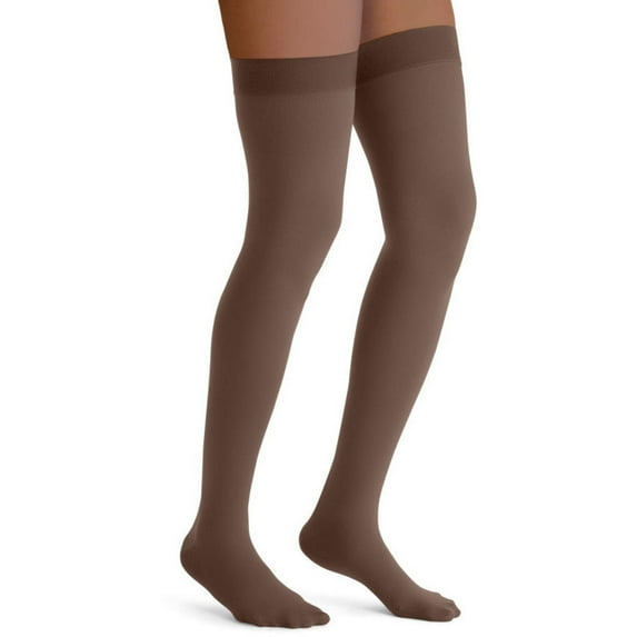 Jobst Opaque 30-40 Closed Toe Thigh High Compression Stockings w/Dot Band Espresso Small