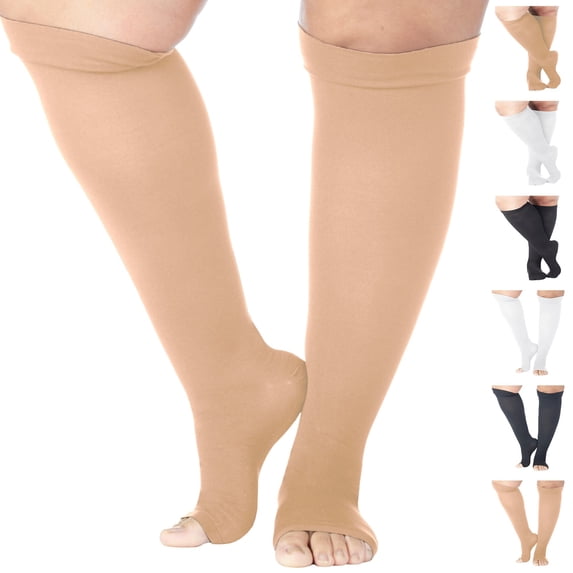 Made in USA - Unisex Toeless Compression Stockings 15-20mmHg - Beige,Medium
