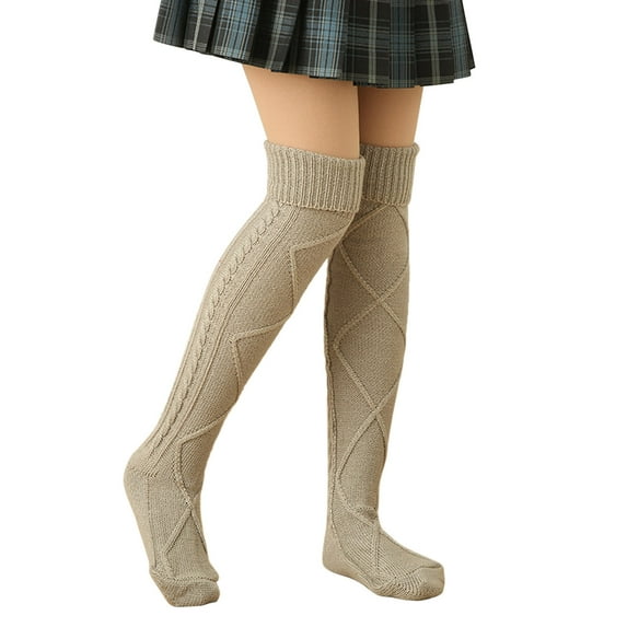 Compression Stockings for Women – 20-30 mmHg Support for Leg Pain Relief Women Casual Wool Pile Socks Soild Color Over Knee Woolen Stockings