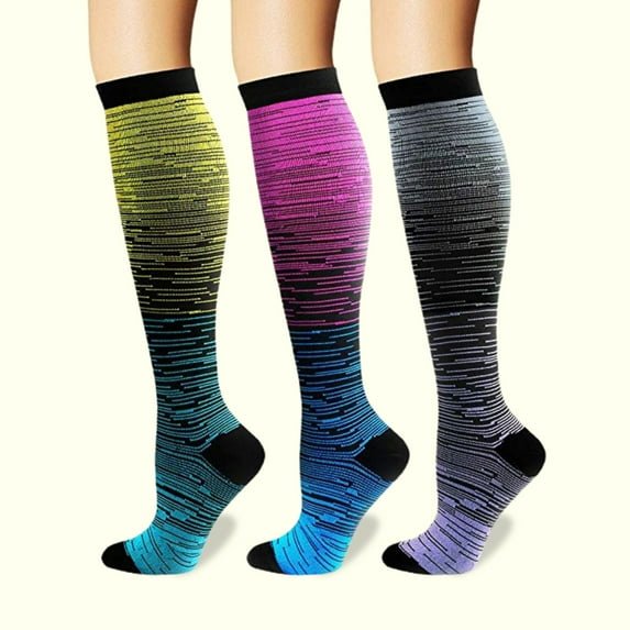 Compression Stockings for Women Men, Gradient Color Foot Protector Moisture Absorption Unisex Knee High Sports Socks Daily Wear