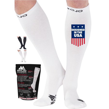 Compression Stockings for Women and Men 15-20mmHg Travel Flight - White, Medium