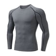 thumbnail image 1 of Compression T Shirts for Men Long Sleeve Crewneck Athletic Workout Tees Tops Mens Stretchy Pullover Slim Solid Breathable Gym Running Tshirts Shirt, 1 of 7