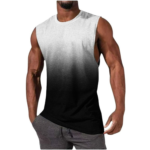 Compression Tank Top Men Qiggri Men Casual Fashion Printing Pullover Round Neck Sports Tank