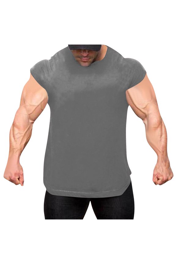 Compression Tank Top Men Qiggri Men's Vintage Solid Color Casual Fitness Sport Permeability Round Neck Tank