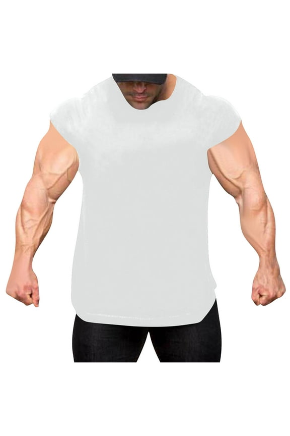 Compression Tank Top Men Qiggri Men's Vintage Solid Color Casual Fitness Sport Permeability Round Neck Tank