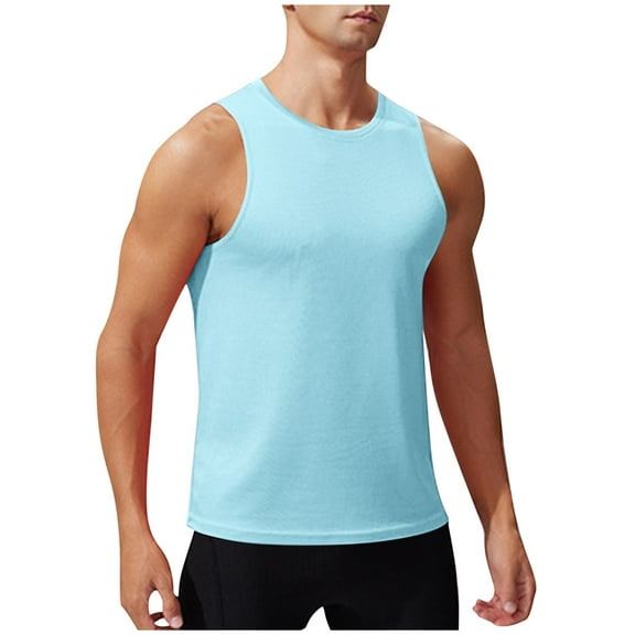 Compression Tank Top Qiggri Men Solid Color Summertime Casual Fitness Sleeveless Exercise Running Training Waistcoat