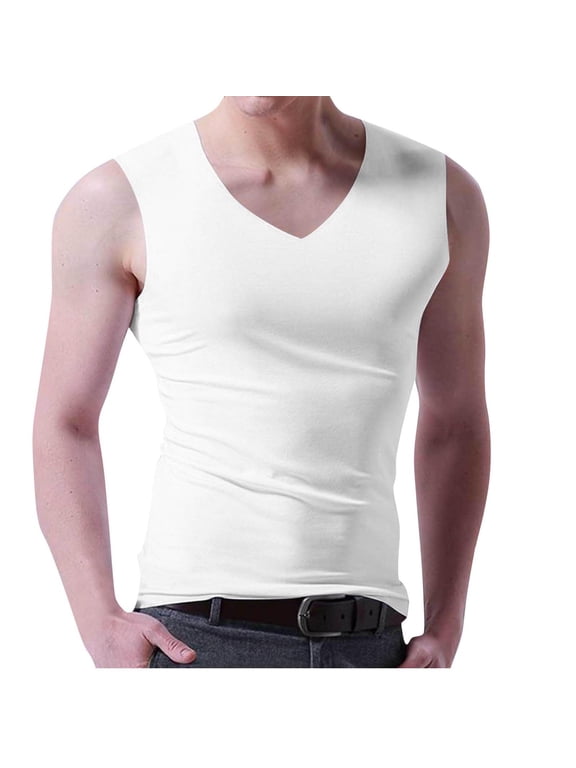 Compression Tank Tops for Men Seamless Slim Fitted Workout Gym Sleeveless Muscle Shirts Cooling Summer Sports Tops