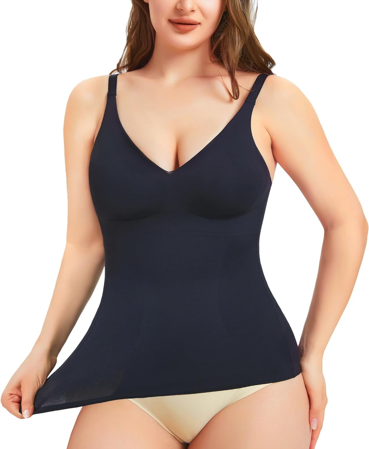 FOCUSSEXY Women Shapewear Tank Tops Tummy Control Camisole Underskirts  Shapewear Body Shaper Slimming Compression Top Vest Plus Size Padded Tank  Top 