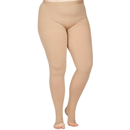 Compression Tights for Pregnant Women 20-30mmHg with Open Toe - Beige, Large