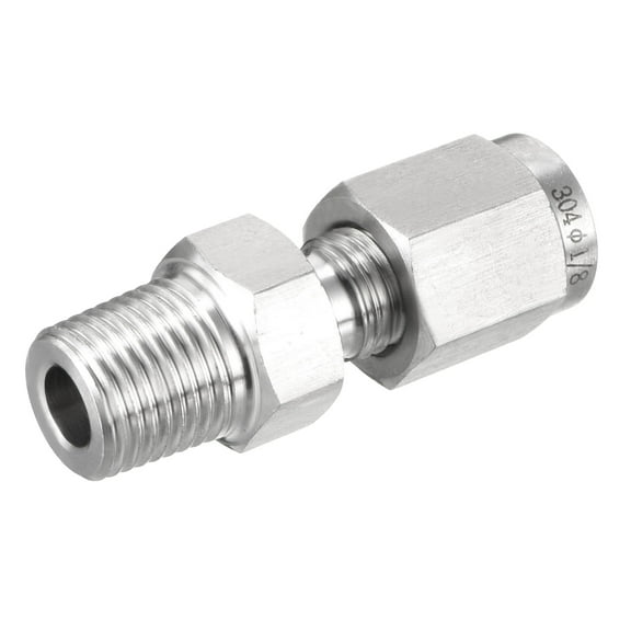 Compression Tube Fitting, 1/8 NPT Male x 3mm(1/8") Tube OD with Double Ferrules