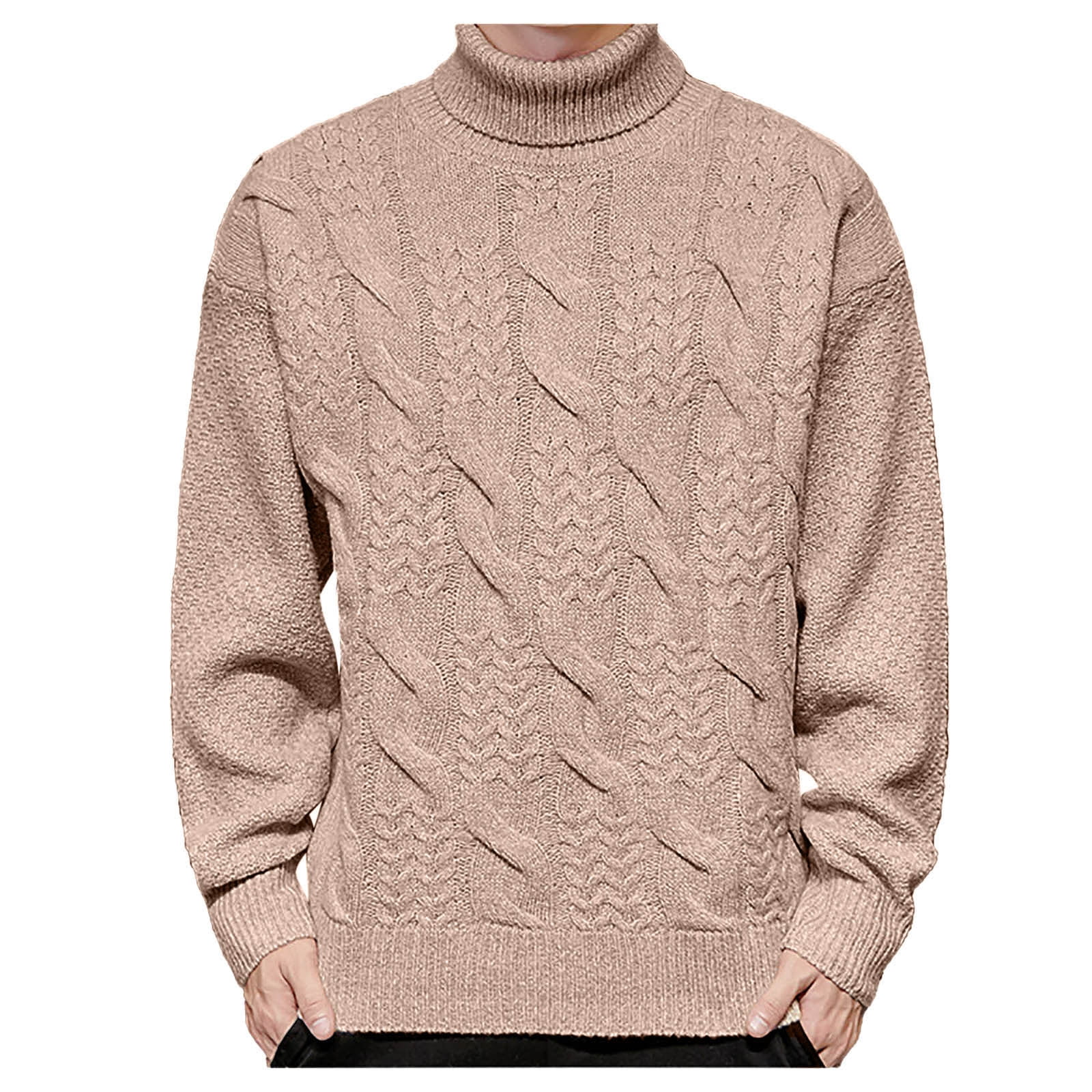 Compression Turtleneck Men Football Mens Sweaters Khaki Business Knitted Warm High Neck Sweater L Walmart