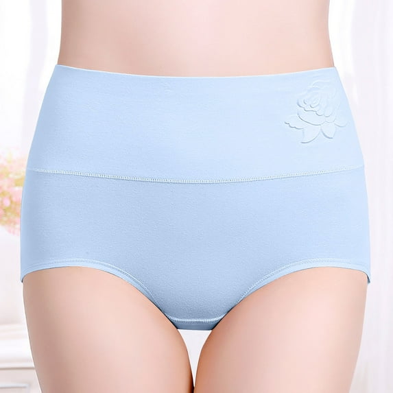 Compression Underwear Women Women's Lace Underwear Mid-Waisted Ice Silk Full Cover Underwear Soft Satin High Waisted Panties Lightweight Breathable Underpant Briefs Women Cotton Underwear Light Blue
